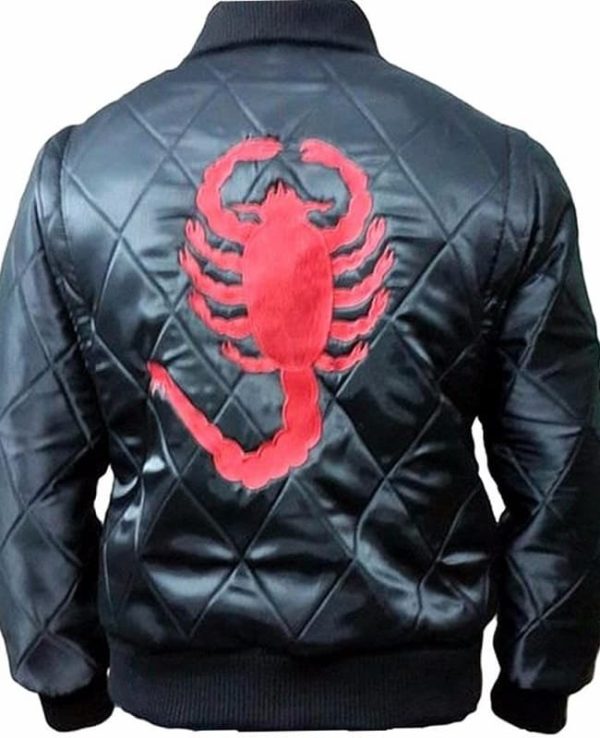 Drive Black Satin Jacket with red Scorpion logo