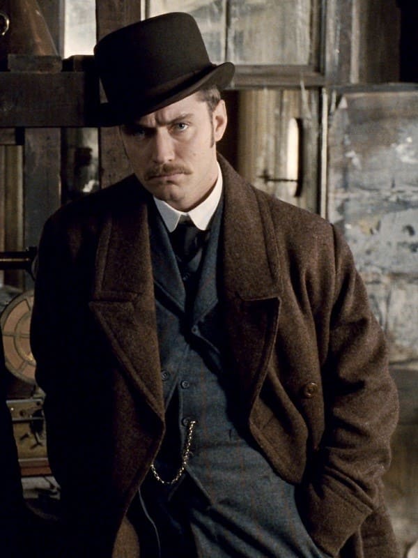 Jude Law Wearing Bown Wool Coat In Sherlock Holmes as Dr. John Watson
