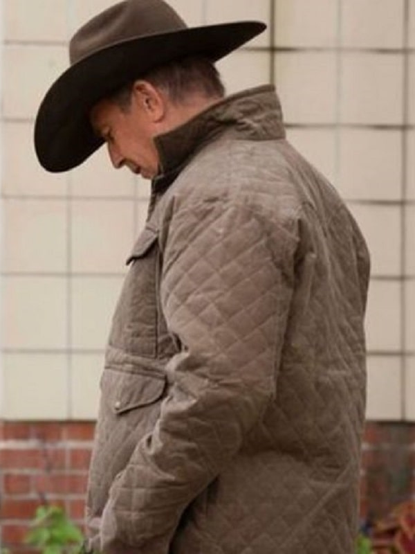 Kevin Costner Wearing Brown Quilted Jacket In Yellowstone as John Dutton