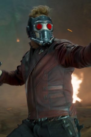 Chris Pratt Wearing Maroon Leather Jacket In Movie Guardians of the Galaxy Vol. 2
