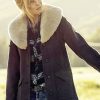 Actress Kelly Reilly Wearing Shearling Collar Wool Coat In Yellowstone as Beth Dutton