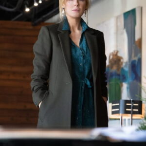 Actress Kelly Reilly Wearing Black Wool Coat In Yellowstone Meaner Than Evil as Beth Dutton