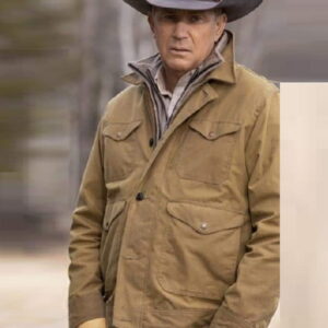 Actor Kevin Costner Wearing Brown Cotton Jacket In Tv Series Yellowstone as John Dutton