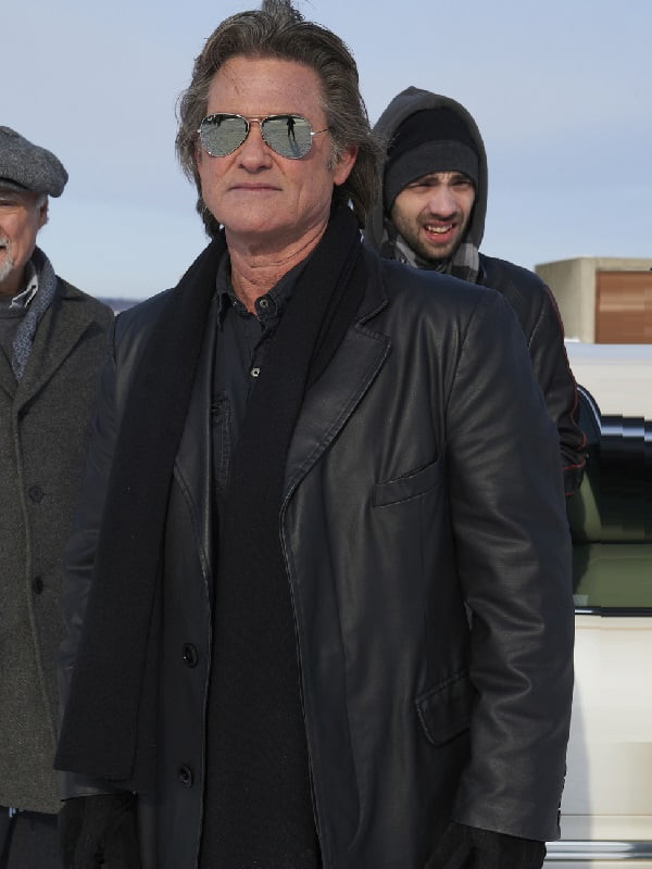 Actor Kurt Russell Wearing Black Leather Bazer In The Art of the Steal as Crunch Calhoun