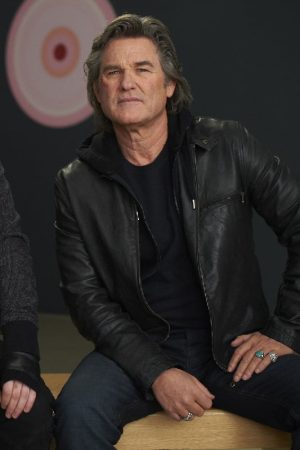 Actor Kurt Russell Wearing Black Leather Jacket In Movie The Art of the Steal as Crunch Calhoun