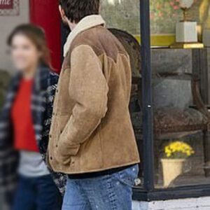 Nick Thune Wearing Brown Suede Leather Jacket In TV Series Love Life as Magnus