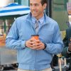 Ryan Reynolds Wearing Blue Jacket In Action Adventure Movie Free Guy