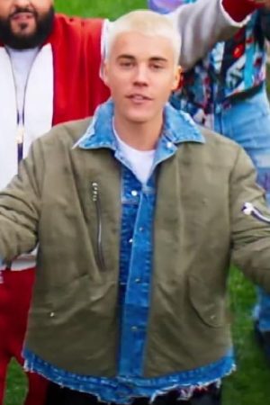 Singer Justin Bieber Wearing Green Jacket In Song I'm The One ft