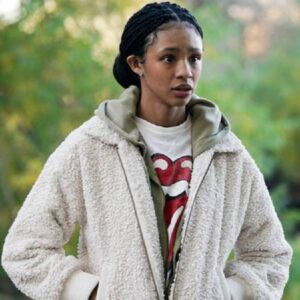 Actress Troy Leigh-Anne Johnson Wearing Fluffy Jacket In TV Series Big Sky as Harper