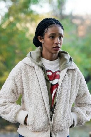 Actress Troy Leigh-Anne Johnson Wearing Fluffy Jacket In TV Series Big Sky as Harper