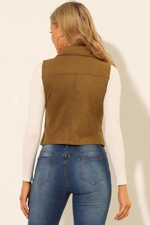 Women Wearing Brown Vest