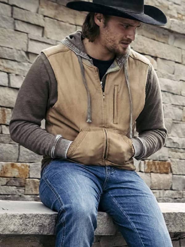 Actor Luke Grimes Wearing Brown Vest In Yellowstone