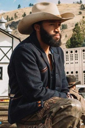 Denim Richards Wearing Black Wool Jacket In Yellowstone as Colby