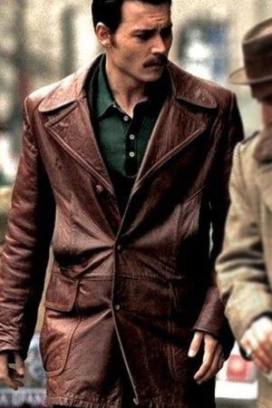 Actor Johnny Depp Wearing Brown Leather In Donnie Brasco as Donnie