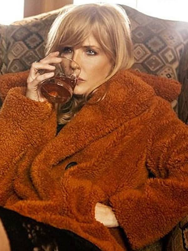 Kelly Reilly Wearing Fur Fluffy Jacket In Yellowstone as Beth Dutton