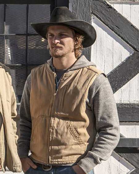 Actor Luke Grimes Wearing Brown Vest In Yellowstone Series as Kayce Dutton