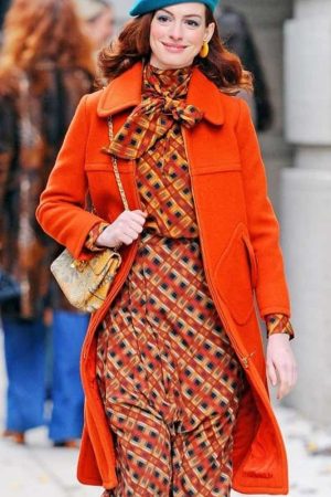 Actress Anne Hathaway Wearing Orange Coat In TV Series Modern Love as Lexi