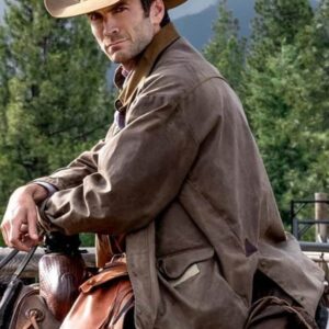 Wes Bentley Wearing Brown Leather Jacket In Yellowstone