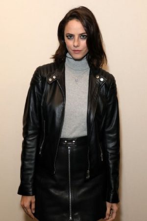 Brazilian-British Actress Kaya Scodelario Wearing Black Leather Jacket