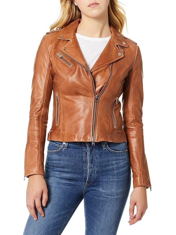 Neko Biker Brown Leather Jacket for Women