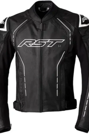RST S1 CE Mens Black Leather Jacket Front View