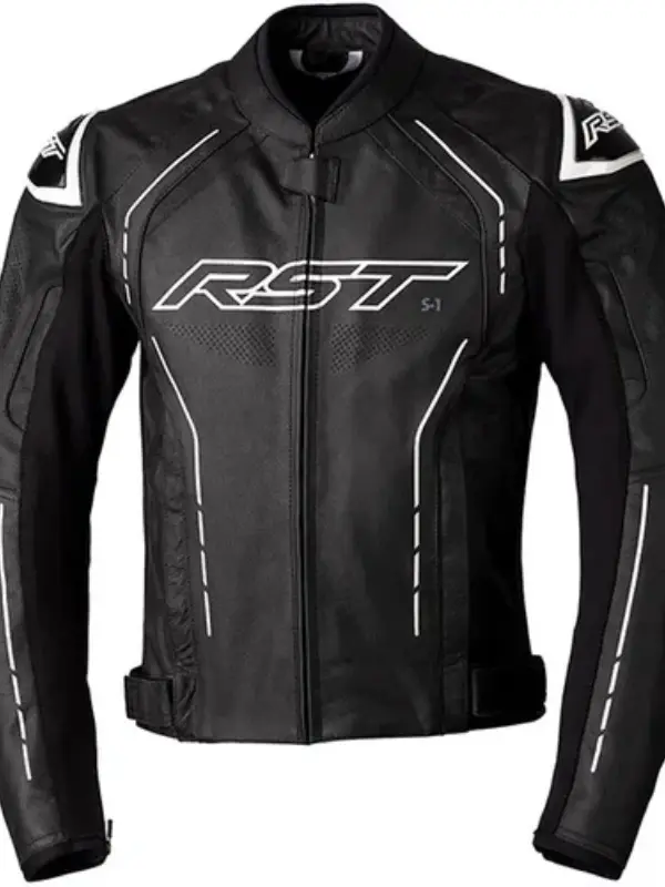 RST S1 CE Mens Black Leather Jacket Front View